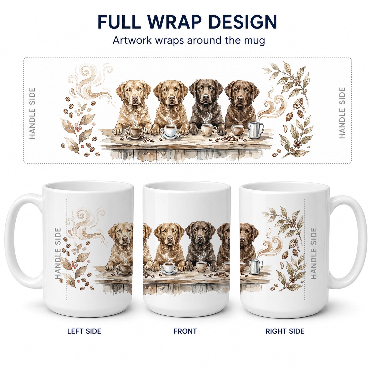 Chesapeake Bay Retrievers Morning Coffee Ceramic Coffee Mug 15 oz Decorative Large C Handle Mug Cup for Tea, Cocoa Hot Chocolate