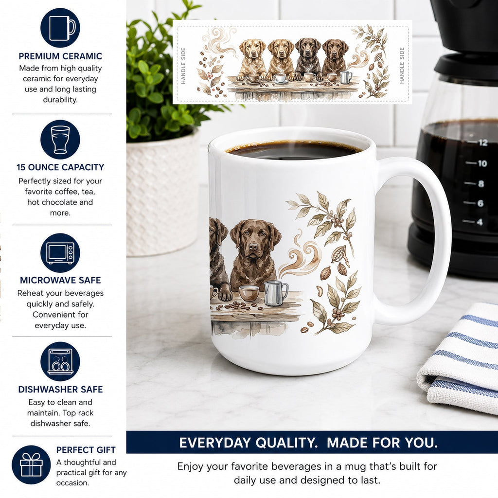 Chesapeake Bay Retrievers Morning Coffee Ceramic Coffee Mug 15 oz Decorative Large C Handle Mug Cup for Tea, Cocoa Hot Chocolate