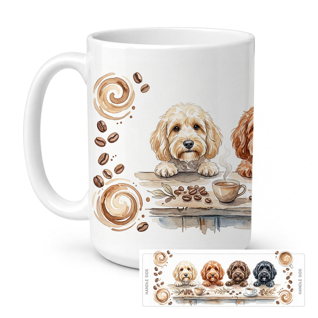 Cockapoos Morning Coffee Ceramic Coffee Mug 15 oz Decorative Large C Handle Mug Cup for Tea, Cocoa Hot Chocolate
