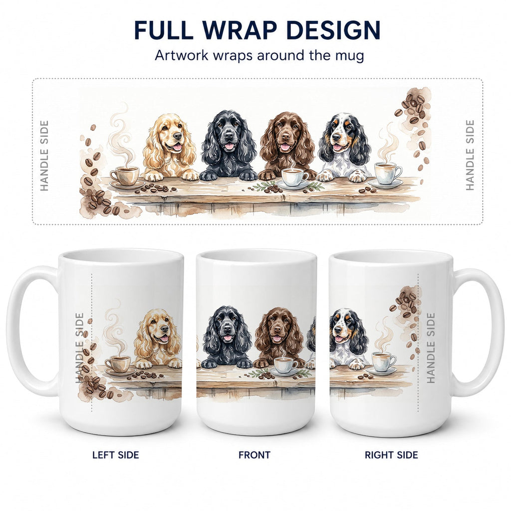 Cocker Spaniels Morning Coffee Ceramic Coffee Mug 15 oz Decorative Large C Handle Mug Cup for Tea, Cocoa Hot Chocolate