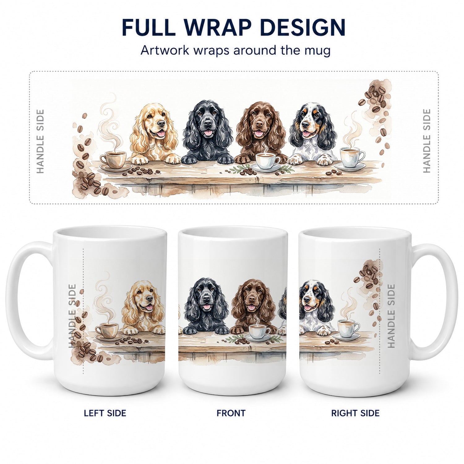 Cocker Spaniels Morning Coffee Ceramic Coffee Mug 15 oz Decorative Large C Handle Mug Cup for Tea, Cocoa Hot Chocolate