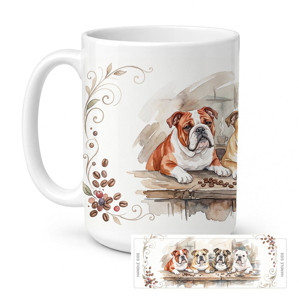 English Bulldogs Morning Coffee Ceramic Coffee Mug 15 oz Decorative Large C Handle Mug Cup for Tea, Cocoa Hot Chocolate