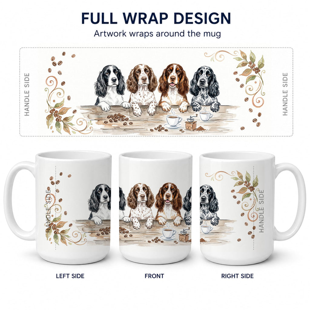English Springer Spaniels Morning Coffee Ceramic Coffee Mug 15 oz Decorative Large C Handle Mug Cup for Tea, Cocoa Hot Chocolate