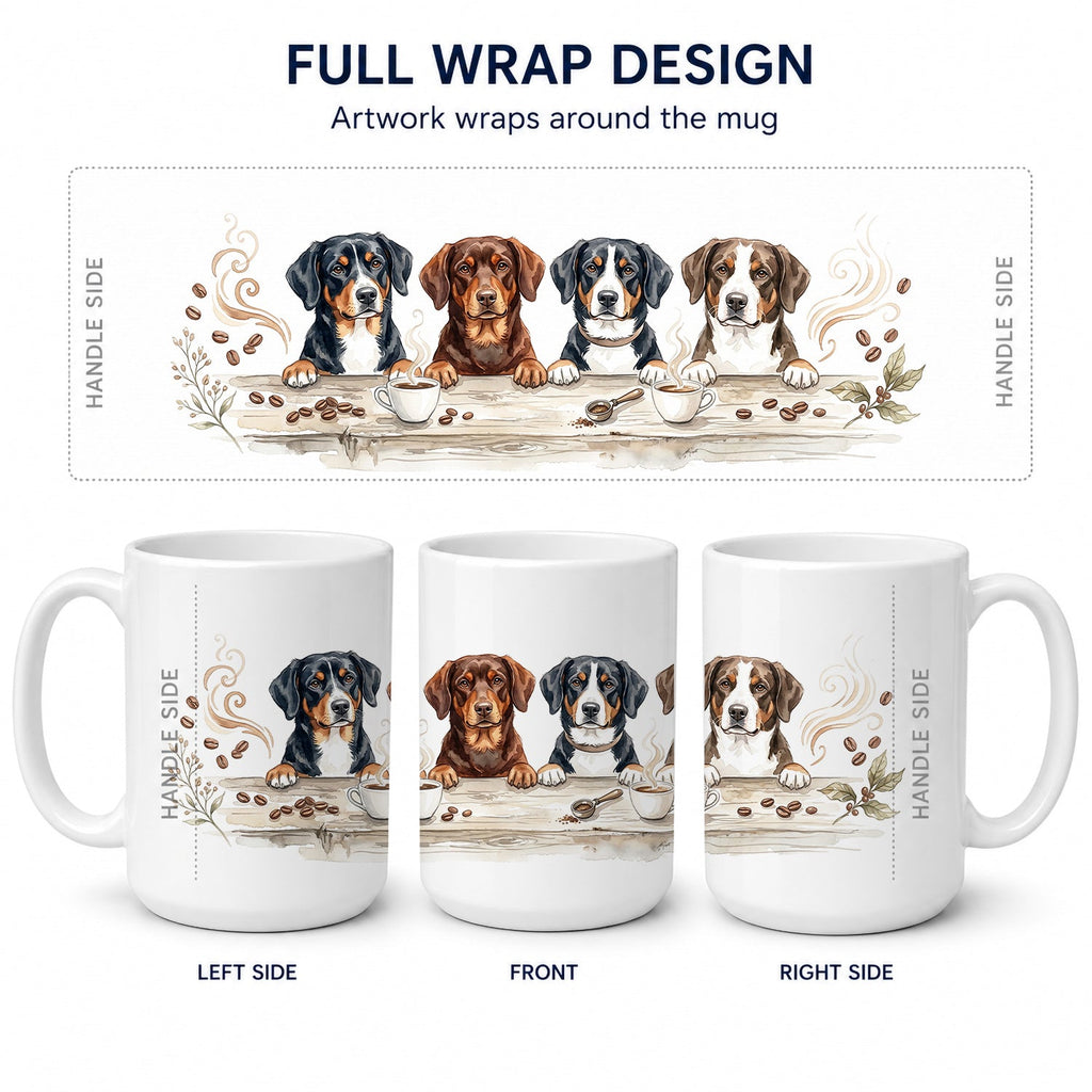 Entlebucher Mountain Dogs Morning Coffee Ceramic Coffee Mug 15 oz Decorative Large C Handle Mug Cup for Tea, Cocoa Hot Chocolate
