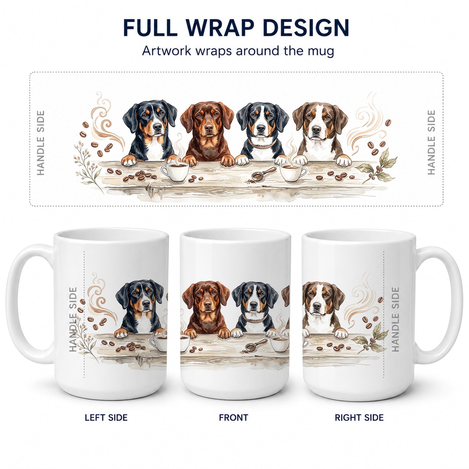 Entlebucher Mountain Dogs Morning Coffee Ceramic Coffee Mug 15 oz Decorative Large C Handle Mug Cup for Tea, Cocoa Hot Chocolate