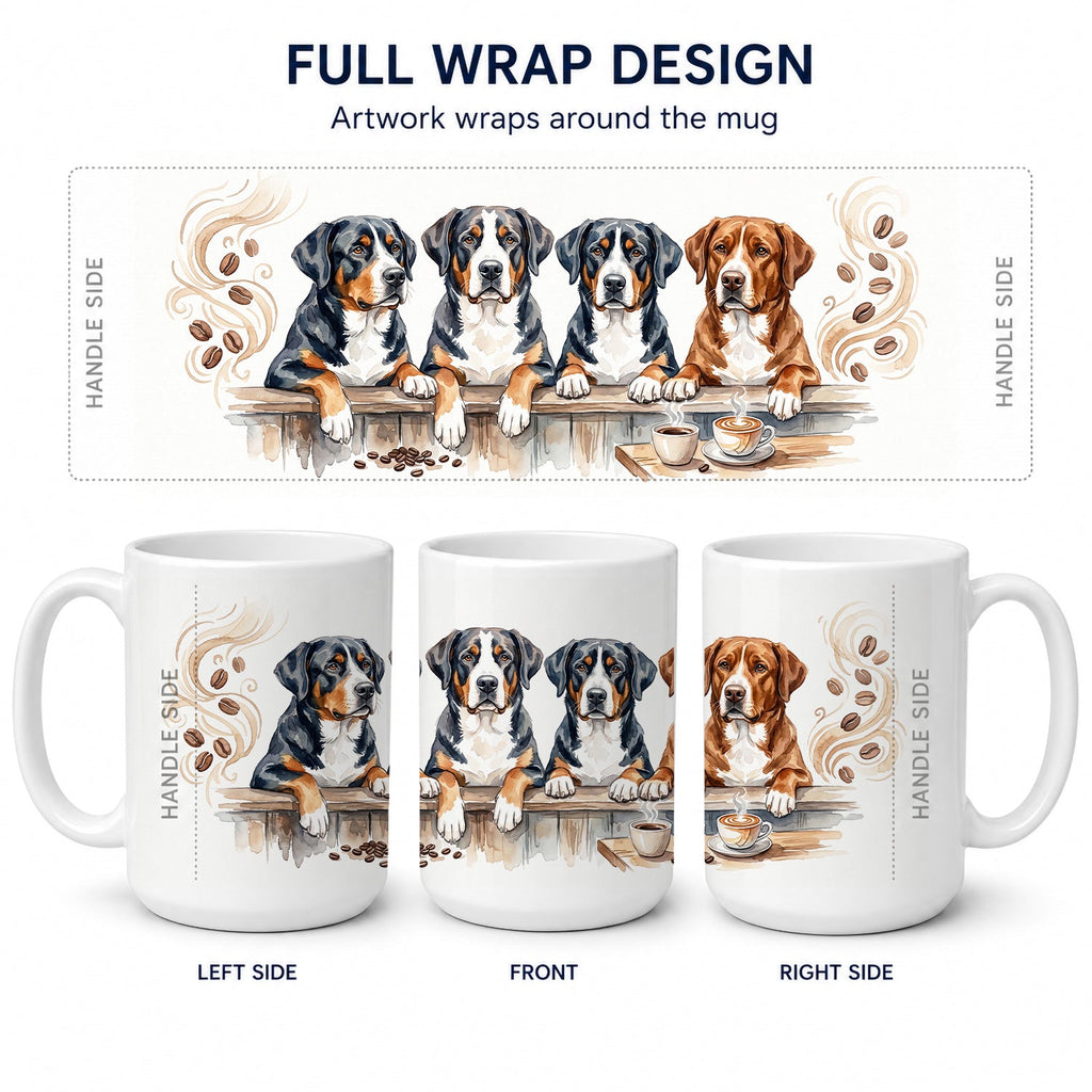 Greater Swiss Mountain Dogs Morning Coffee Ceramic Coffee Mug 15 oz Decorative Large C Handle Mug Cup for Tea, Cocoa Hot Chocolate