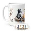 Greyhounds Morning Coffee Ceramic Coffee Mug 15 oz Decorative Large C Handle Mug Cup for Tea, Cocoa Hot Chocolate