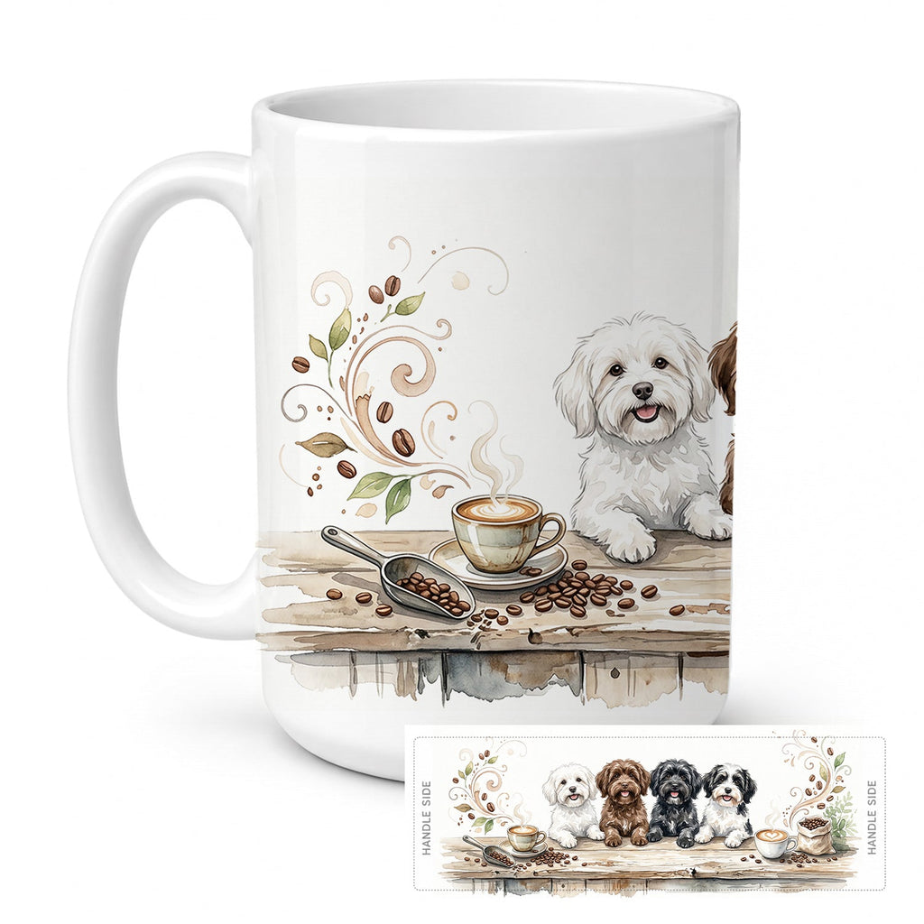 Havanese Morning Coffee Ceramic Coffee Mug 15 oz Decorative Large C Handle Mug Cup for Tea, Cocoa Hot Chocolate