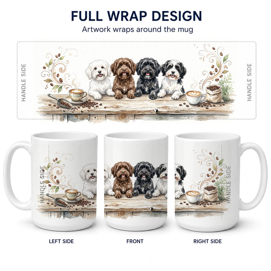 Havanese Morning Coffee Ceramic Coffee Mug 15 oz Decorative Large C Handle Mug Cup for Tea, Cocoa Hot Chocolate