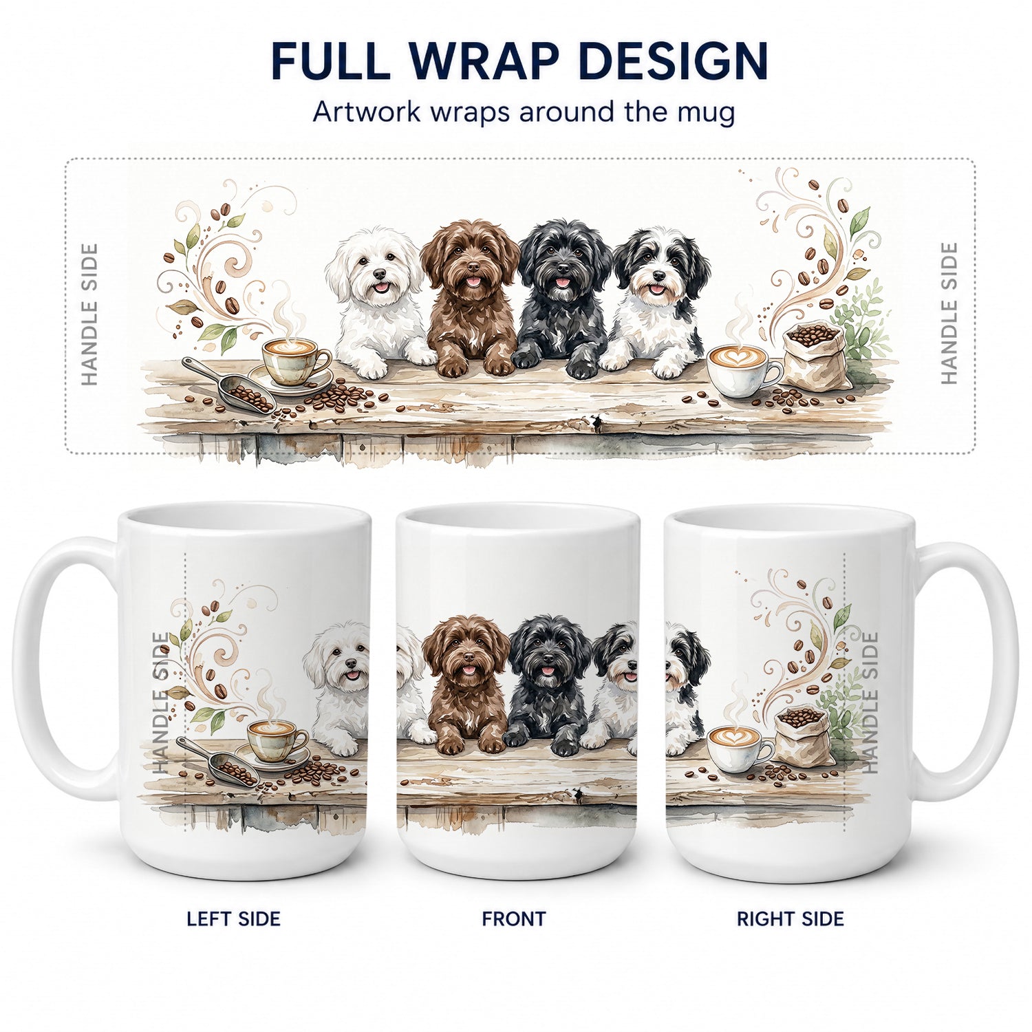 Havanese Morning Coffee Ceramic Coffee Mug 15 oz Decorative Large C Handle Mug Cup for Tea, Cocoa Hot Chocolate