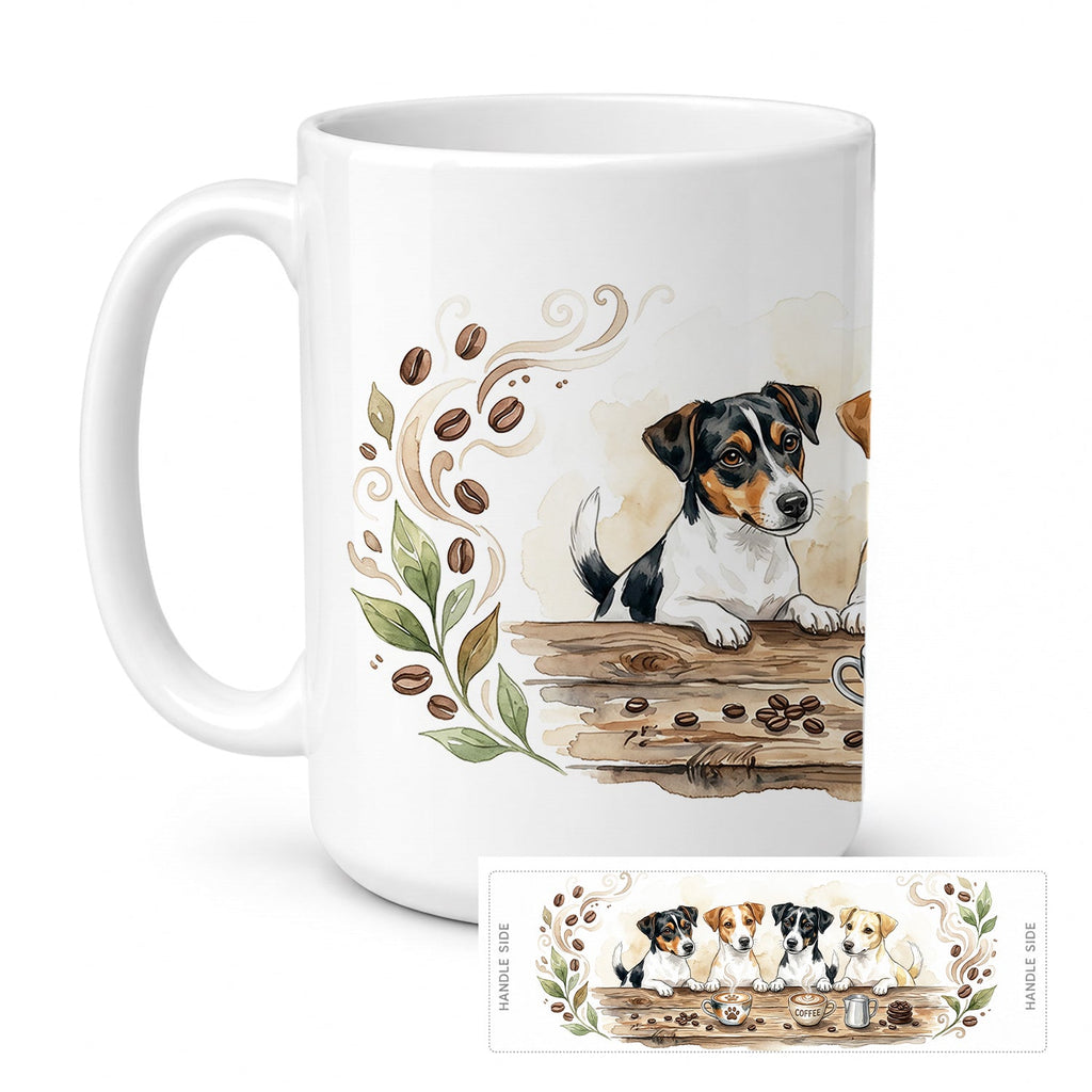 Jack Russell Terriers Morning Coffee Ceramic Coffee Mug 15 oz Decorative Large C Handle Mug Cup for Tea, Cocoa Hot Chocolate