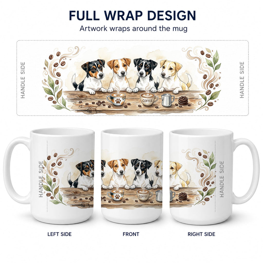 Jack Russell Terriers Morning Coffee Ceramic Coffee Mug 15 oz Decorative Large C Handle Mug Cup for Tea, Cocoa Hot Chocolate