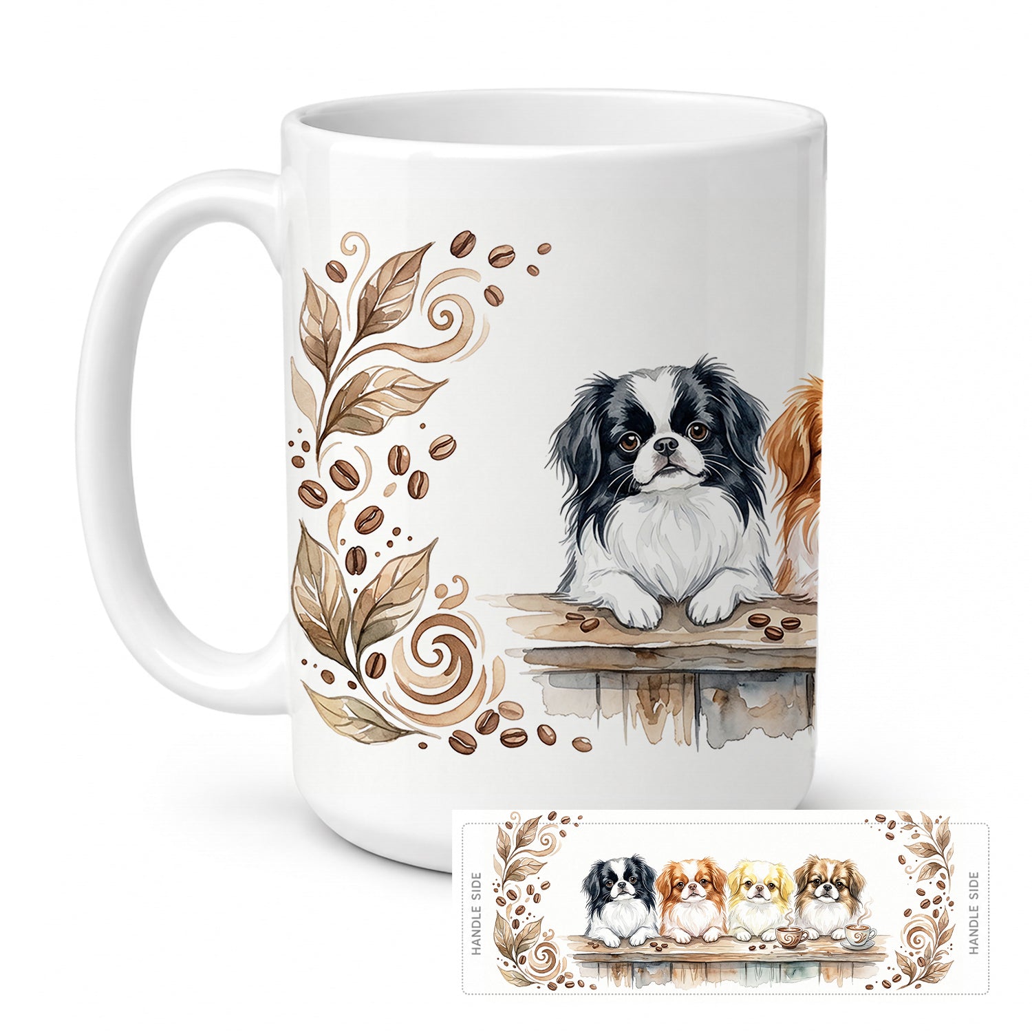 Japanese Chins Morning Coffee Ceramic Coffee Mug 15 oz Decorative Large C Handle Mug Cup for Tea, Cocoa Hot Chocolate