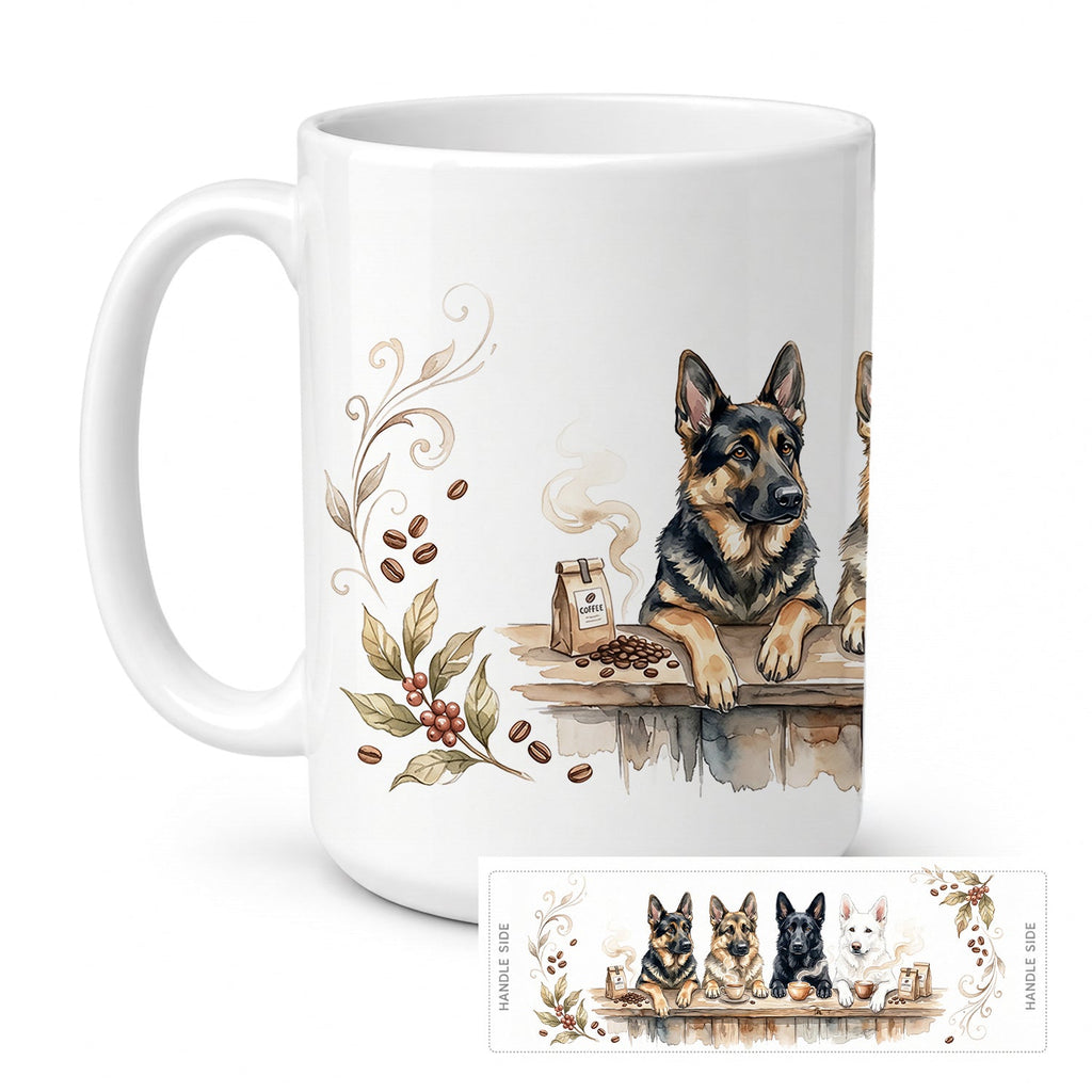 German Shepherds Morning Coffee Ceramic Coffee Mug 15 oz Decorative Large C Handle Mug Cup for Tea, Cocoa Hot Chocolate