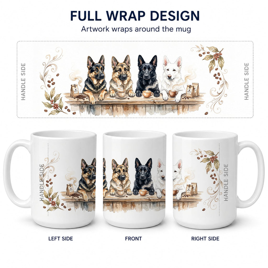 German Shepherds Morning Coffee Ceramic Coffee Mug 15 oz Decorative Large C Handle Mug Cup for Tea, Cocoa Hot Chocolate