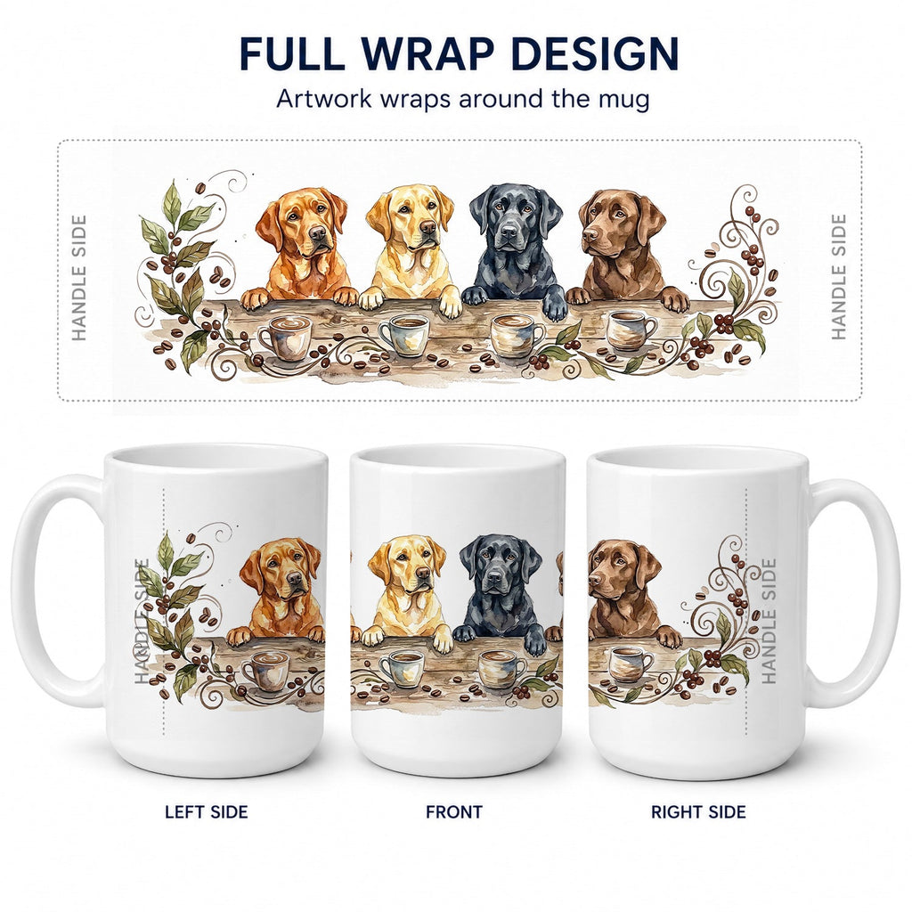 Labrador Retrievers Morning Coffee Ceramic Coffee Mug 15 oz Decorative Large C Handle Mug Cup for Tea, Cocoa Hot Chocolate