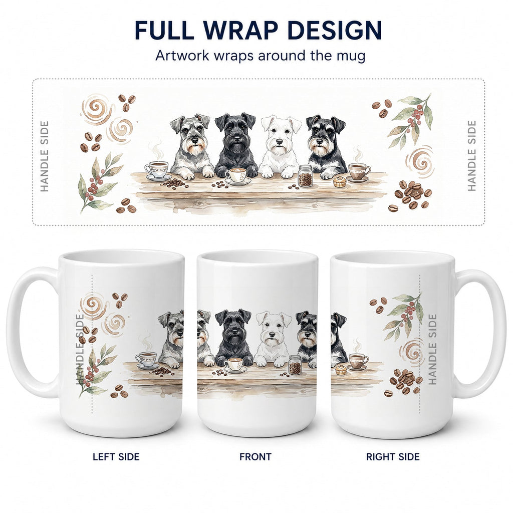 Miniature Schnauzers Morning Coffee Ceramic Coffee Mug 15 oz Decorative Large C Handle Mug Cup for Tea, Cocoa Hot Chocolate
