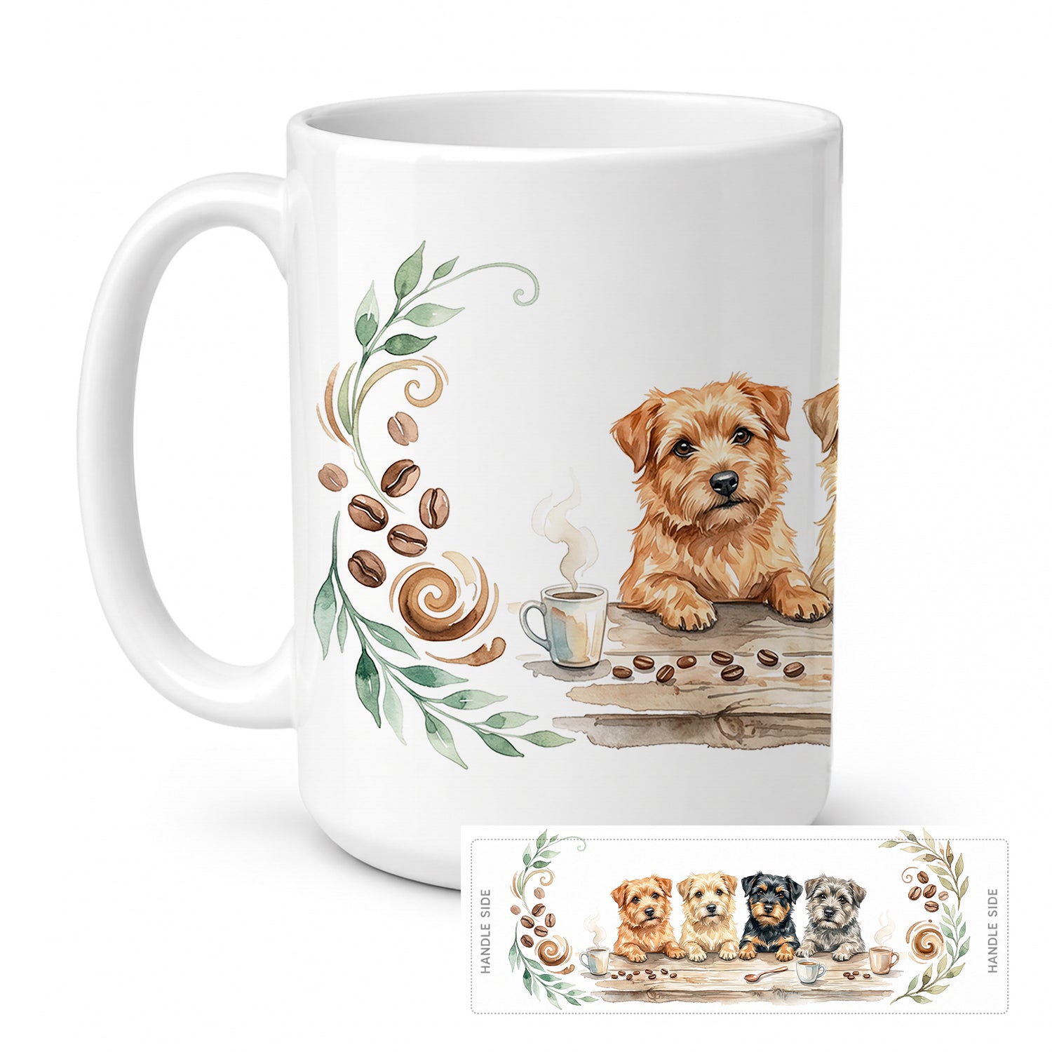 Norfolk Terriers Morning Coffee Ceramic Coffee Mug 15 oz Decorative Large C Handle Mug Cup for Tea, Cocoa Hot Chocolate