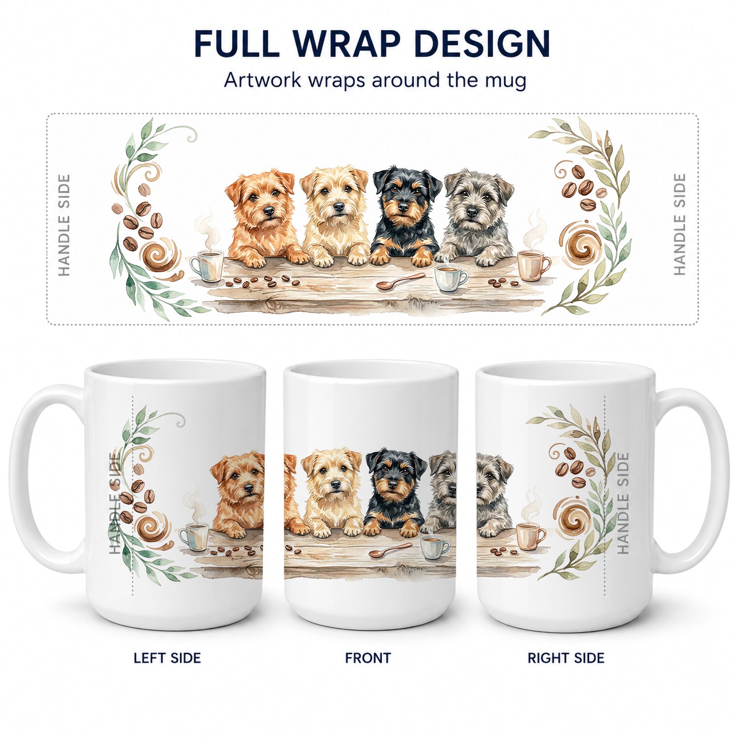 Norfolk Terriers Morning Coffee Ceramic Coffee Mug 15 oz Decorative Large C Handle Mug Cup for Tea, Cocoa Hot Chocolate