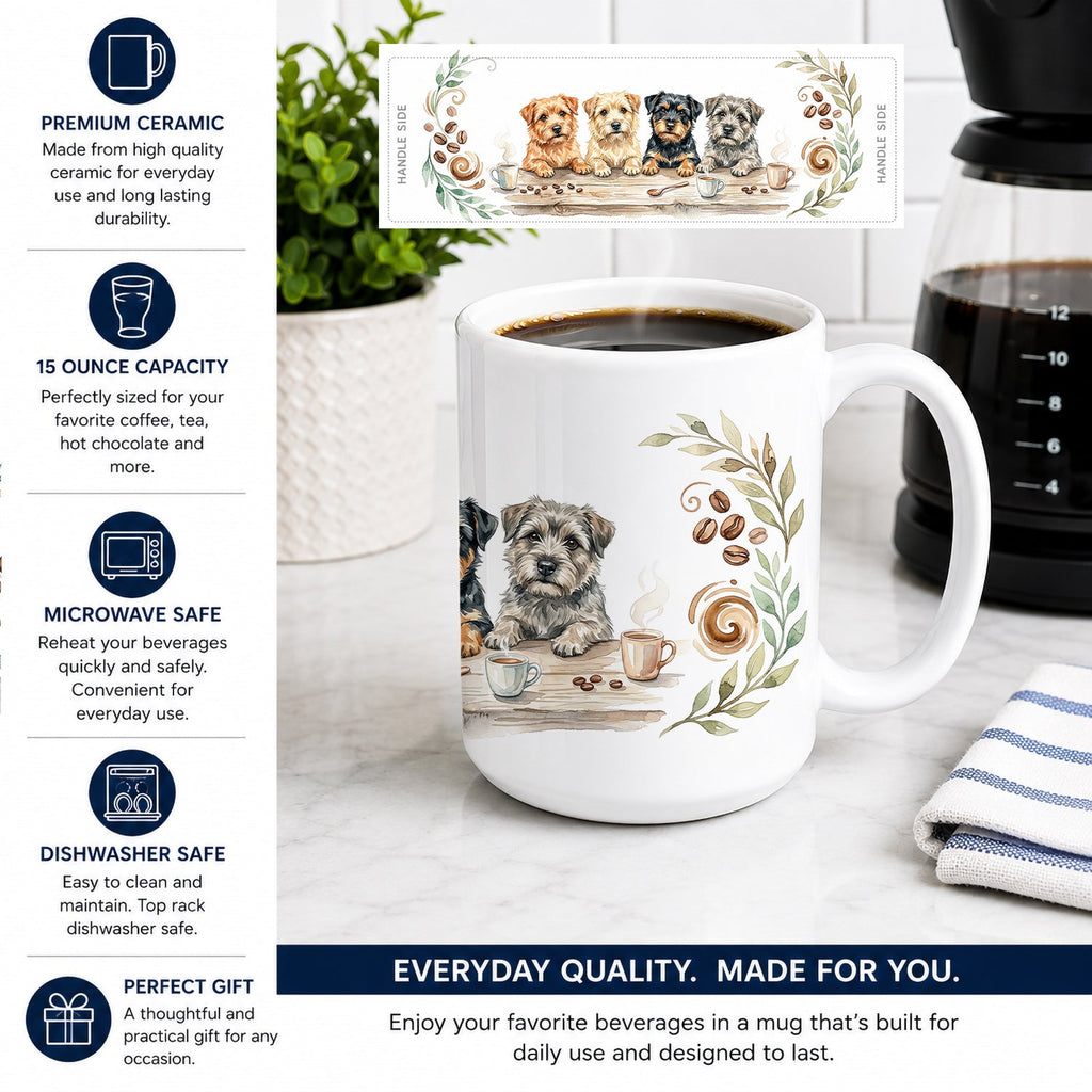 Norfolk Terriers Morning Coffee Ceramic Coffee Mug 15 oz Decorative Large C Handle Mug Cup for Tea, Cocoa Hot Chocolate
