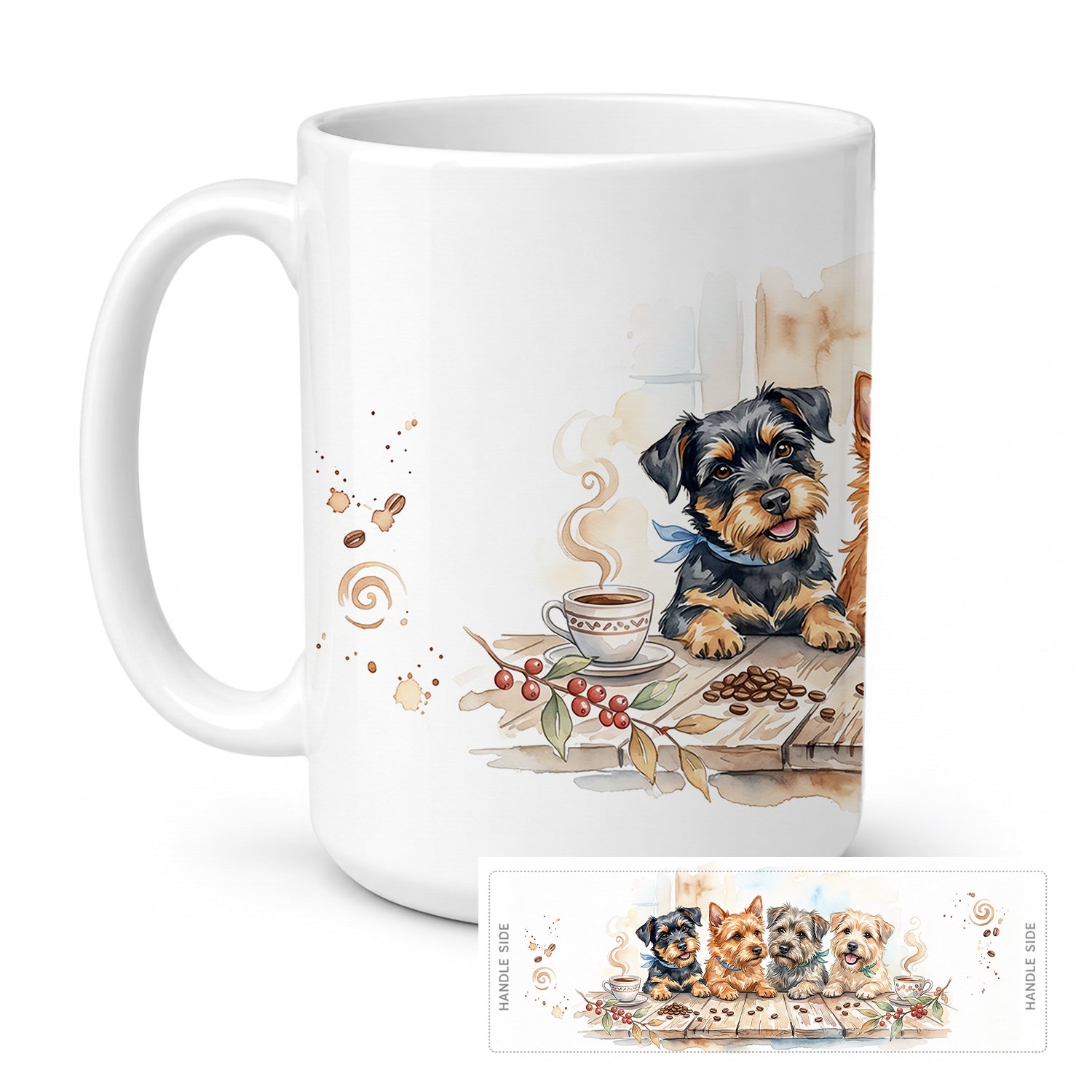 Norwich Terriers Morning Coffee Ceramic Coffee Mug 15 oz Decorative Large C Handle Mug Cup for Tea, Cocoa Hot Chocolate