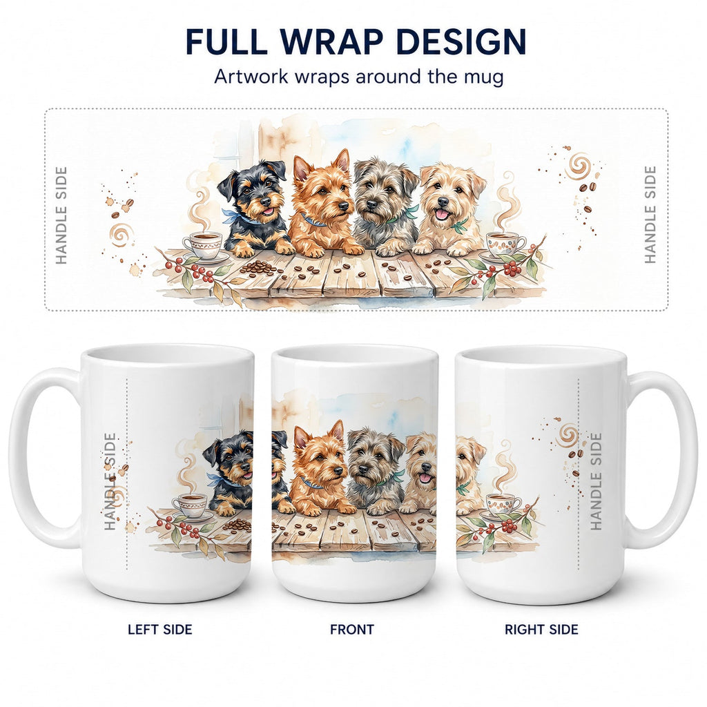 Norwich Terriers Morning Coffee Ceramic Coffee Mug 15 oz Decorative Large C Handle Mug Cup for Tea, Cocoa Hot Chocolate