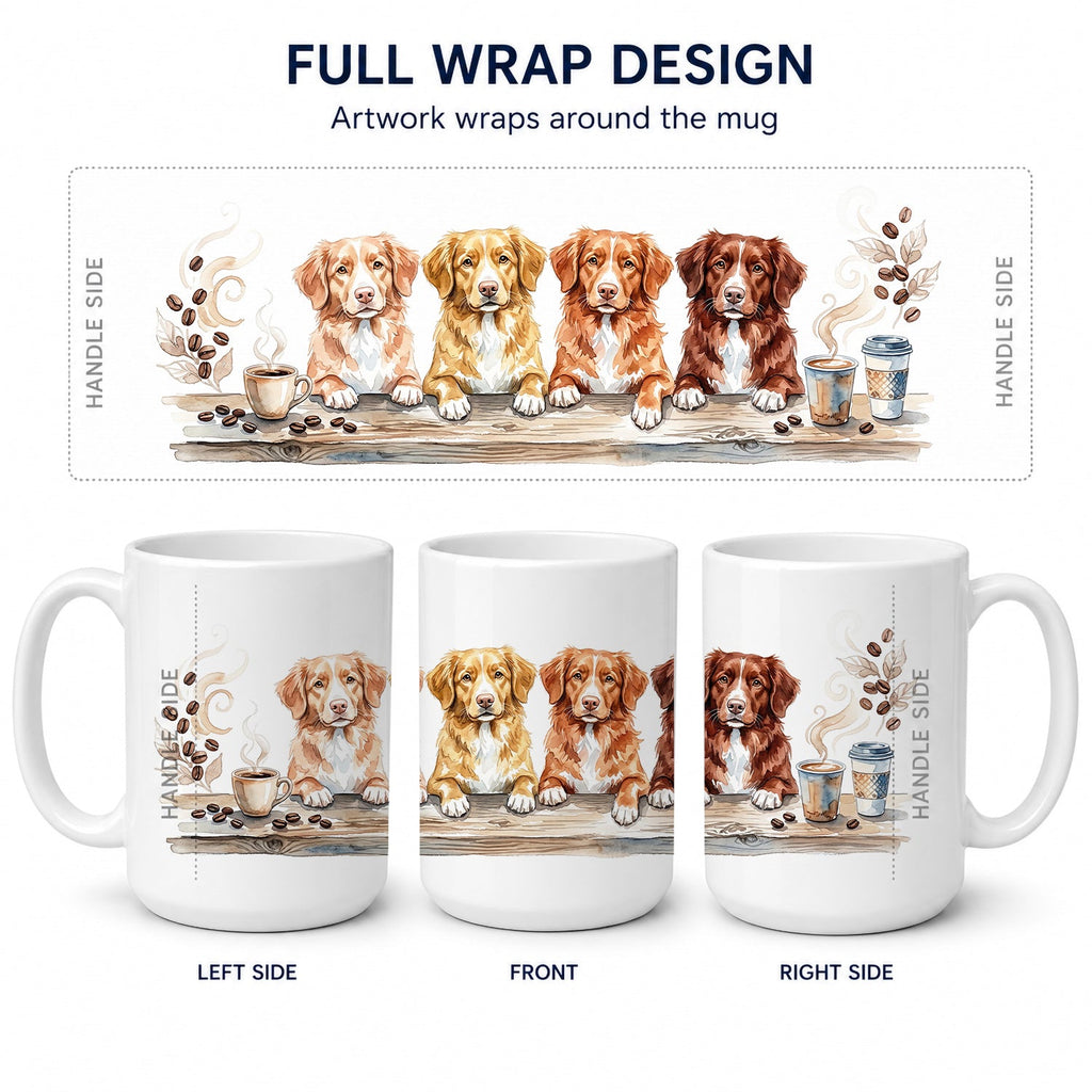 Nova Scotia Duck Tolling Retrievers Morning Coffee Ceramic Coffee Mug 15 oz Decorative Large C Handle Mug Cup for Tea, Cocoa Hot Chocolate