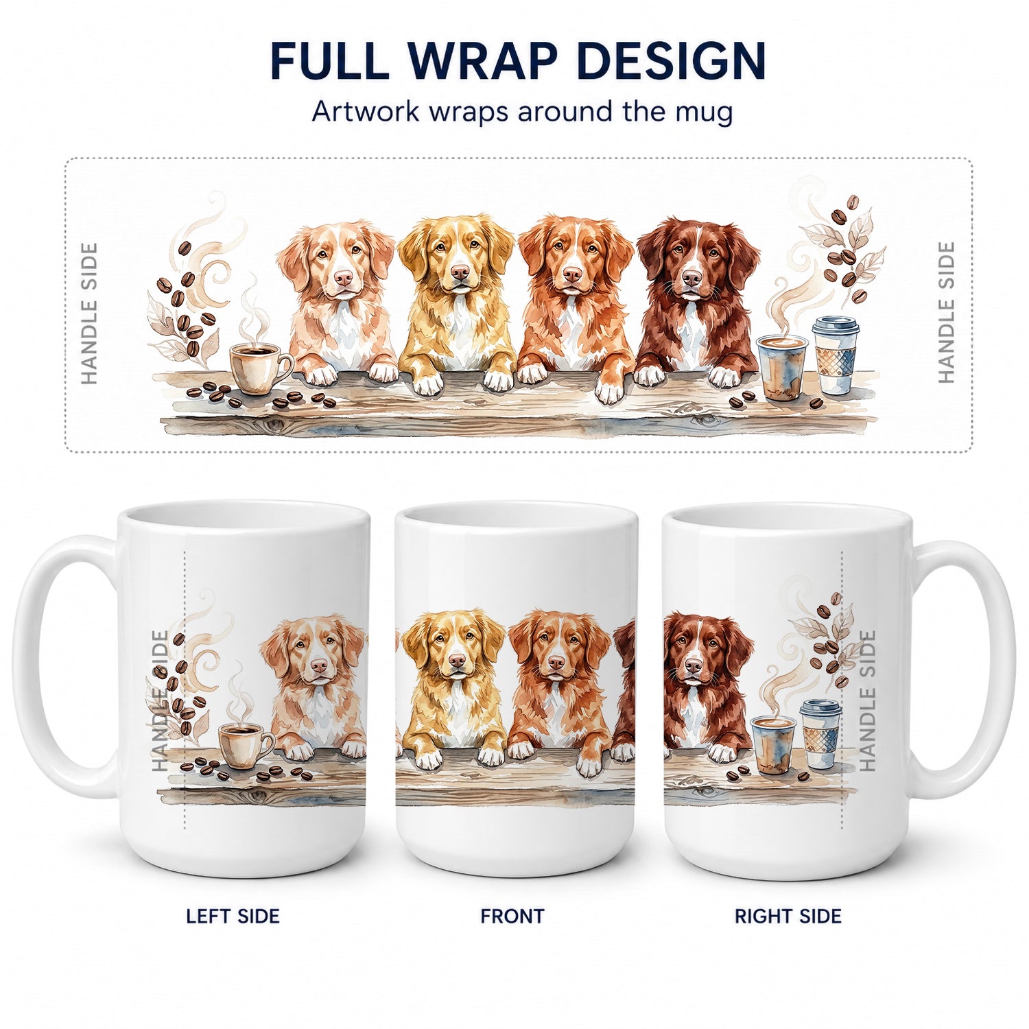 Nova Scotia Duck Tolling Retrievers Morning Coffee Ceramic Coffee Mug 15 oz Decorative Large C Handle Mug Cup for Tea, Cocoa Hot Chocolate
