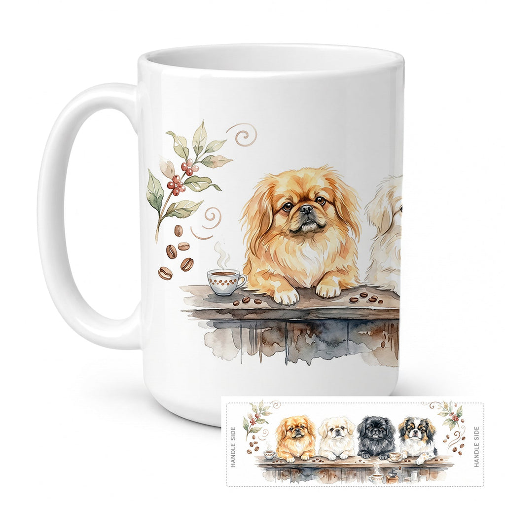 Pekingese Morning Coffee Ceramic Coffee Mug 15 oz Decorative Large C Handle Mug Cup for Tea, Cocoa Hot Chocolate