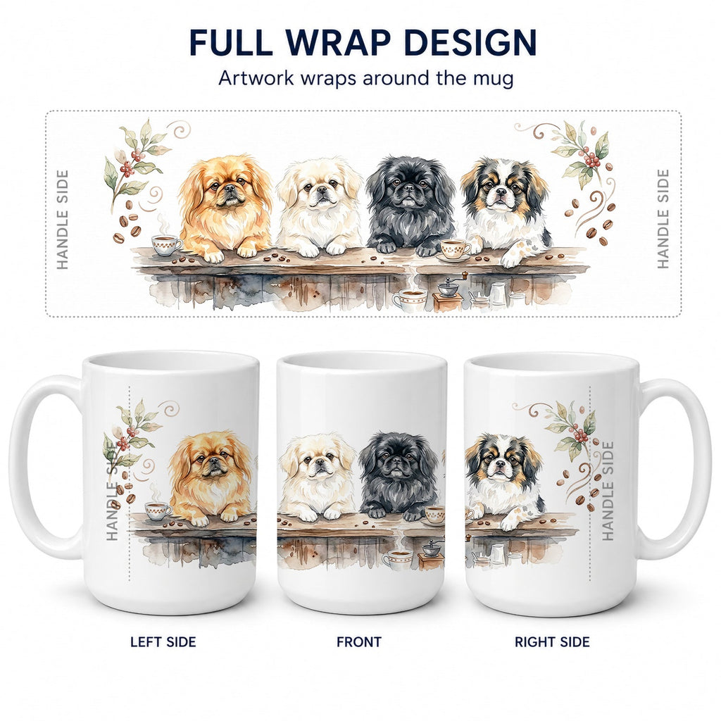 Pekingese Morning Coffee Ceramic Coffee Mug 15 oz Decorative Large C Handle Mug Cup for Tea, Cocoa Hot Chocolate