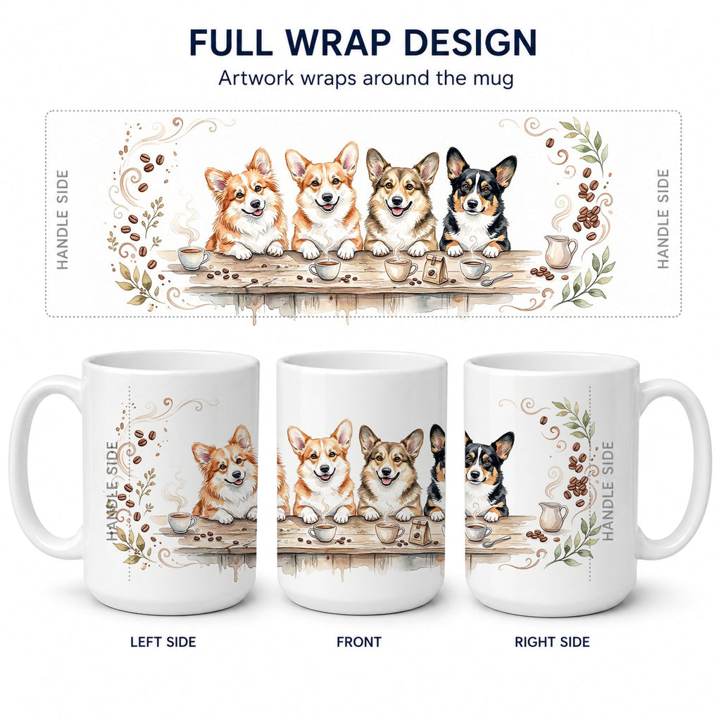 Pembroke Welsh Corgis Morning Coffee Ceramic Coffee Mug 15 oz Decorative Large C Handle Mug Cup for Tea, Cocoa Hot Chocolate