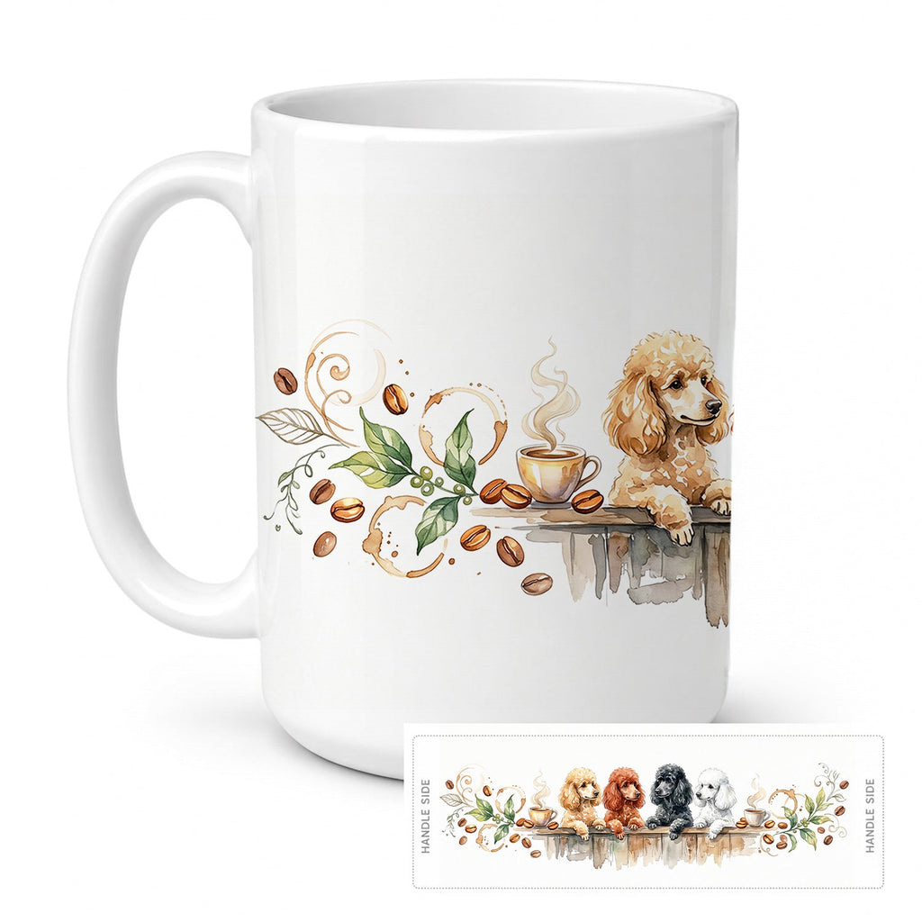 Poodles Morning Coffee Ceramic Coffee Mug 15 oz Decorative Large C Handle Mug Cup for Tea, Cocoa Hot Chocolate