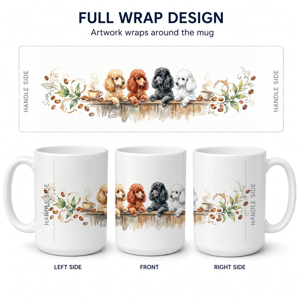 Poodles Morning Coffee Ceramic Coffee Mug 15 oz Decorative Large C Handle Mug Cup for Tea, Cocoa Hot Chocolate
