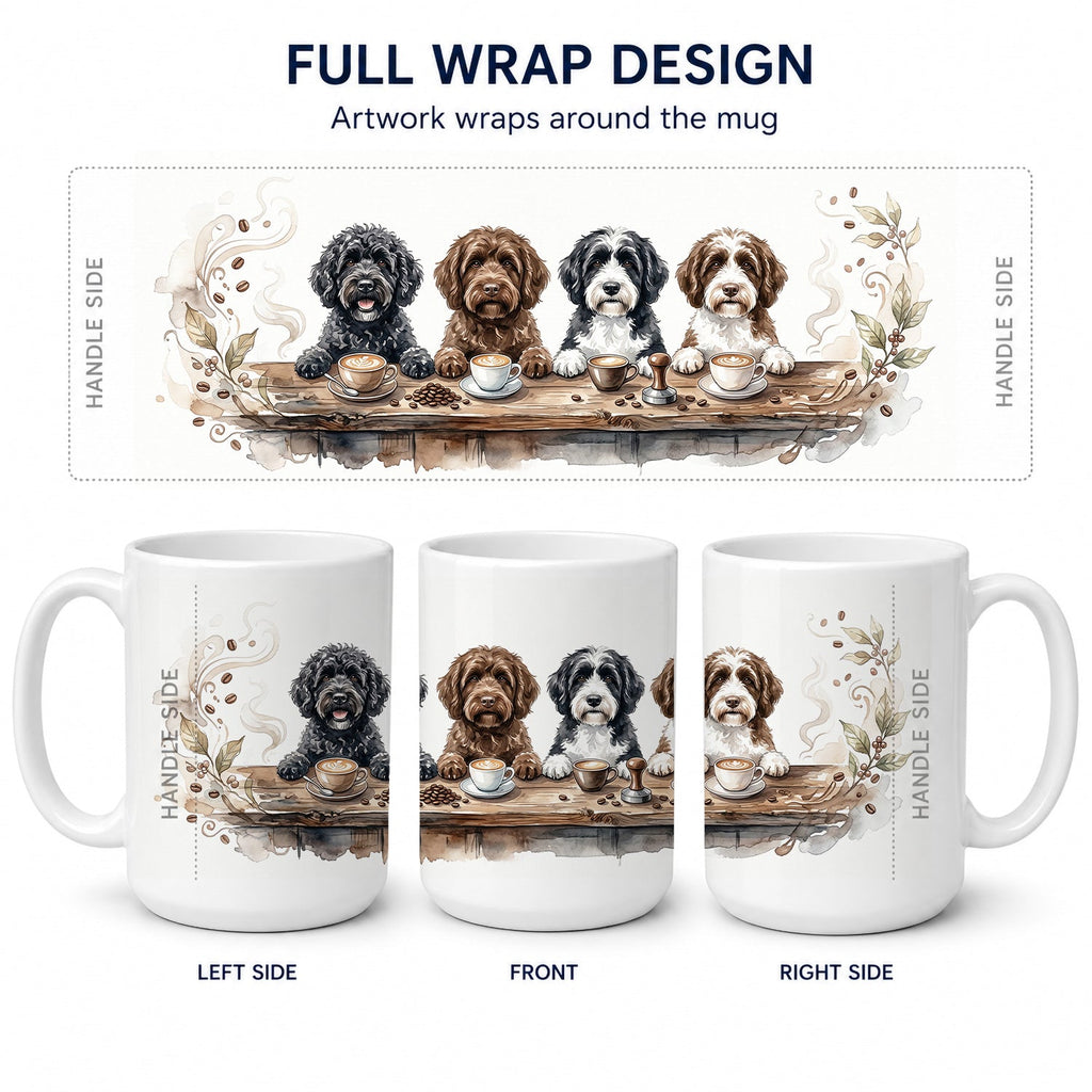 Portuguese Water Dogs Morning Coffee Ceramic Coffee Mug 15 oz Decorative Large C Handle Mug Cup for Tea, Cocoa Hot Chocolate