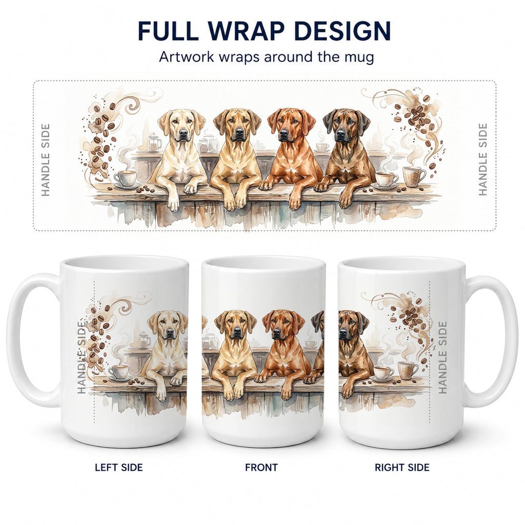 Rhodesian Ridgebacks Morning Coffee Ceramic Coffee Mug 15 oz Decorative Large C Handle Mug Cup for Tea, Cocoa Hot Chocolate