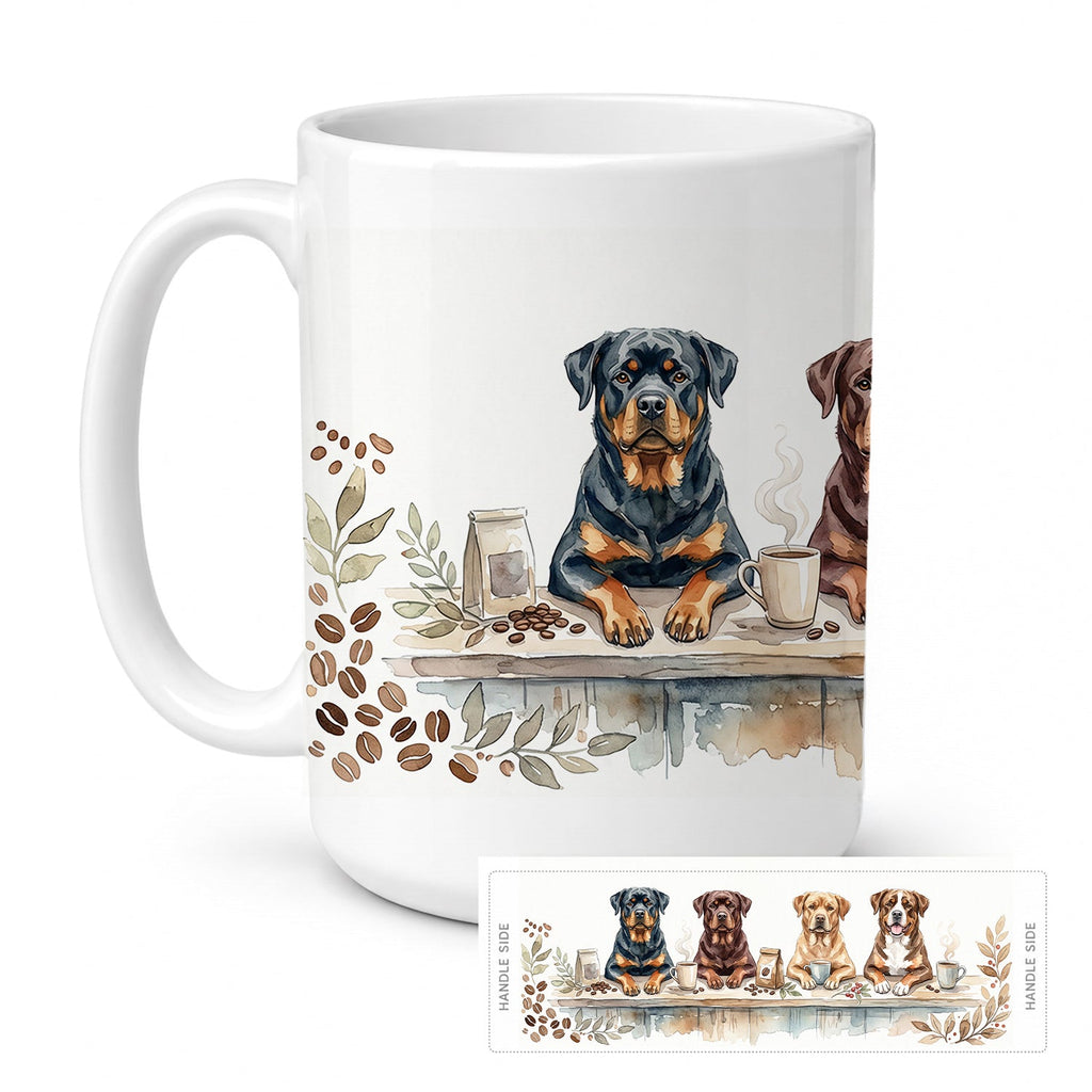 Rottweilers Morning Coffee Ceramic Coffee Mug 15 oz Decorative Large C Handle Mug Cup for Tea, Cocoa Hot Chocolate
