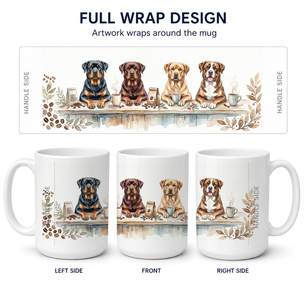 Rottweilers Morning Coffee Ceramic Coffee Mug 15 oz Decorative Large C Handle Mug Cup for Tea, Cocoa Hot Chocolate
