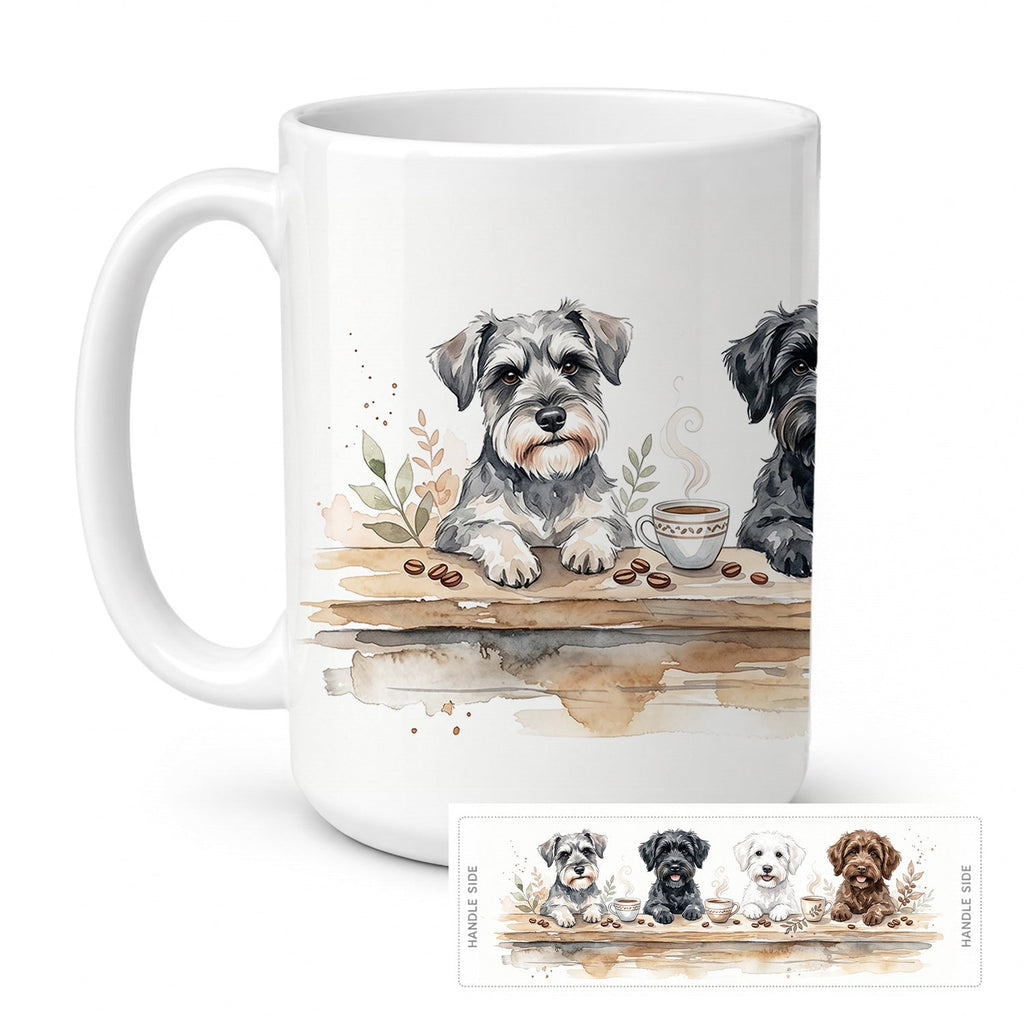 Schnoodles Morning Coffee Ceramic Coffee Mug 15 oz Decorative Large C Handle Mug Cup for Tea, Cocoa Hot Chocolate