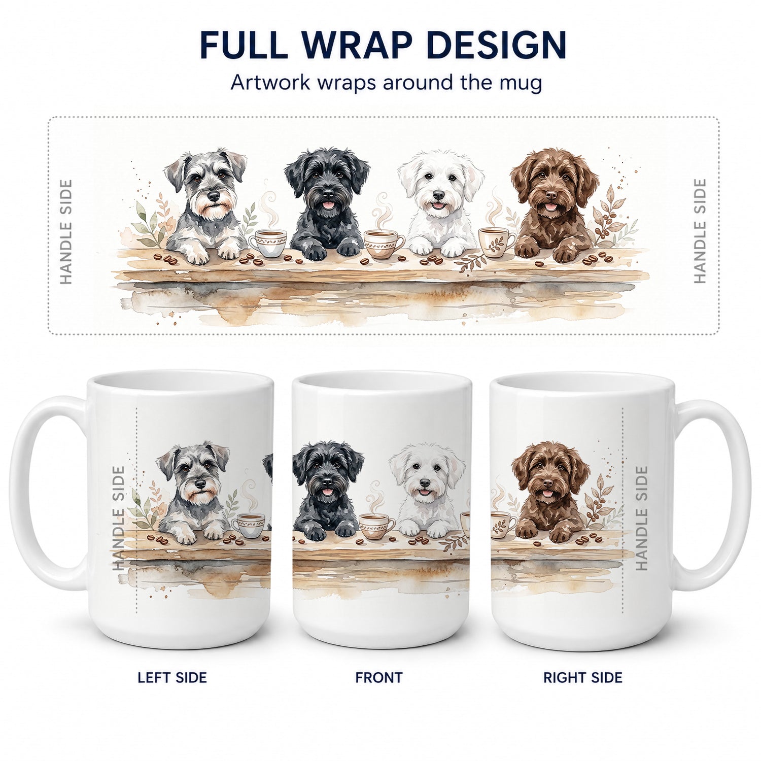 Schnoodles Morning Coffee Ceramic Coffee Mug 15 oz Decorative Large C Handle Mug Cup for Tea, Cocoa Hot Chocolate
