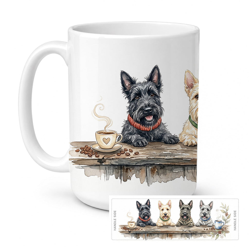 Scottish Terriers Morning Coffee Ceramic Coffee Mug 15 oz Decorative Large C Handle Mug Cup for Tea, Cocoa Hot Chocolate