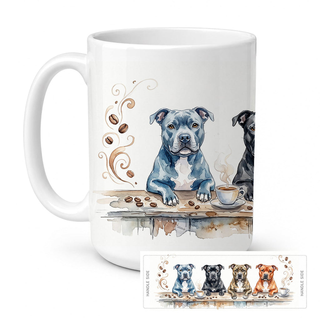 Staffordshire Bull Terriers Morning Coffee Ceramic Coffee Mug 15 oz Decorative Large C Handle Mug Cup for Tea, Cocoa Hot Chocolate