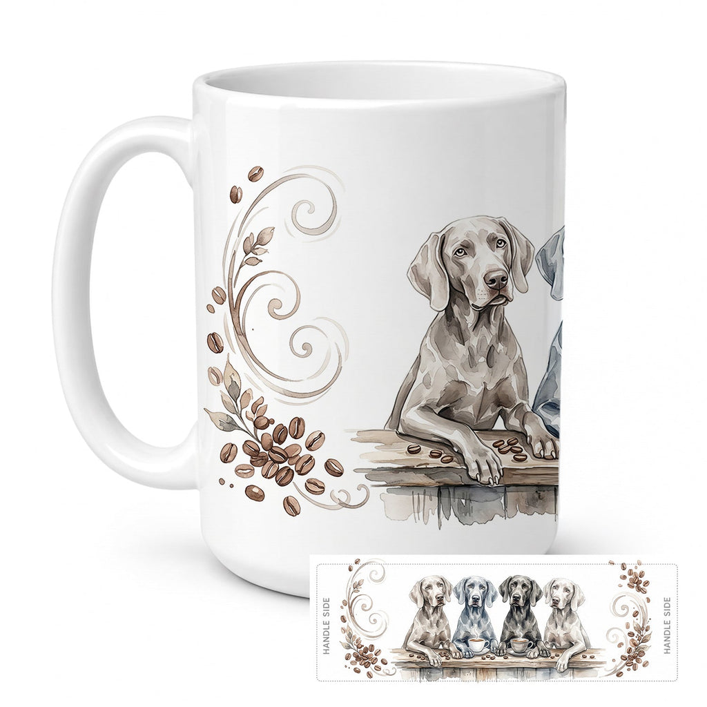 Weimaraners Morning Coffee Ceramic Coffee Mug 15 oz Decorative Large C Handle Mug Cup for Tea, Cocoa Hot Chocolate