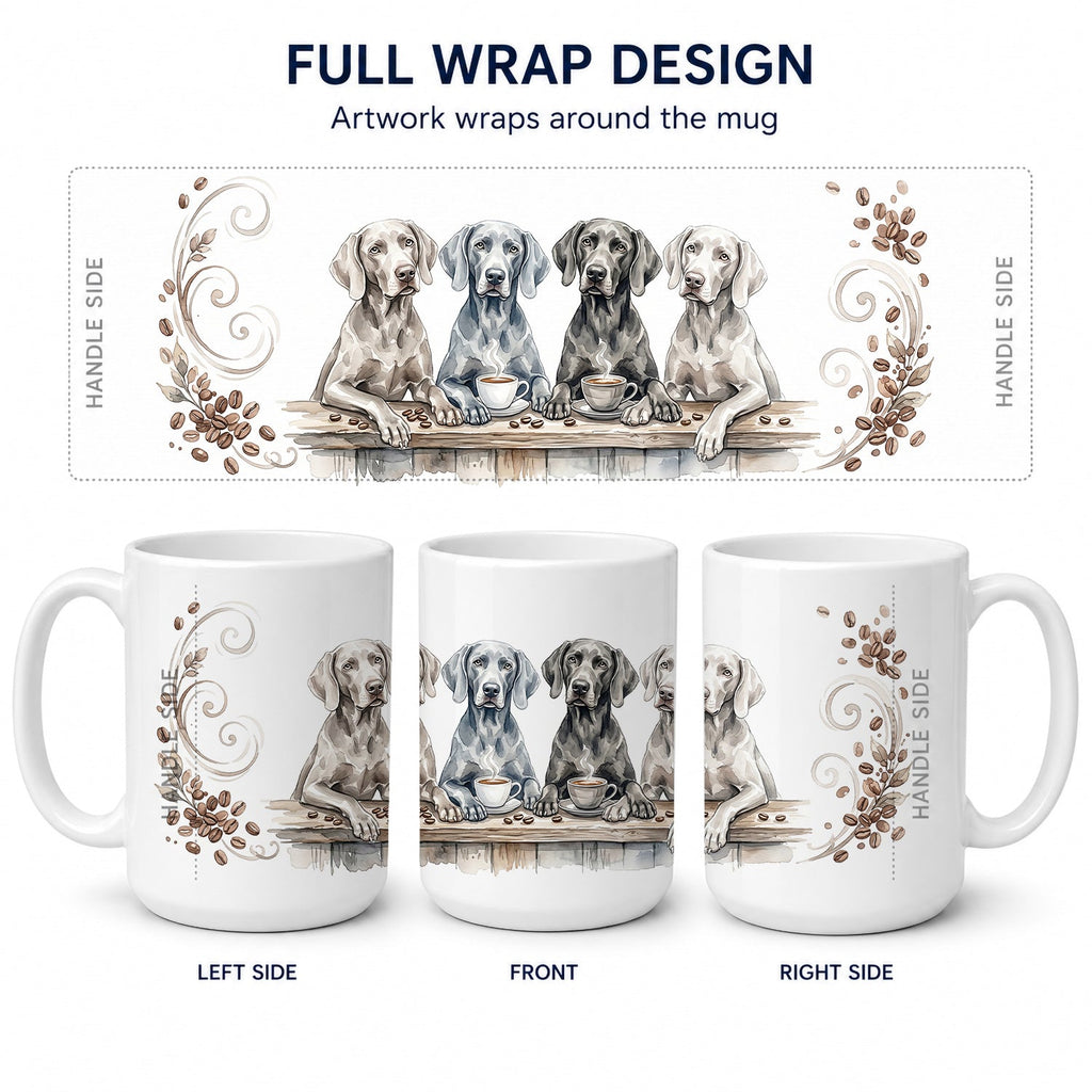 Weimaraners Morning Coffee Ceramic Coffee Mug 15 oz Decorative Large C Handle Mug Cup for Tea, Cocoa Hot Chocolate