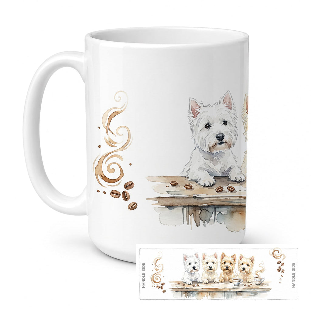 Westies Morning Coffee Ceramic Coffee Mug 15 oz Decorative Large C Handle Mug Cup for Tea, Cocoa Hot Chocolate