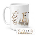 Whippets Morning Coffee Ceramic Coffee Mug 15 oz Decorative Large C Handle Mug Cup for Tea, Cocoa Hot Chocolate