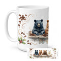 Bears Morning Coffee Ceramic Coffee Mug 15 oz Decorative Large C Handle Mug Cup for Tea, Cocoa Hot Chocolate