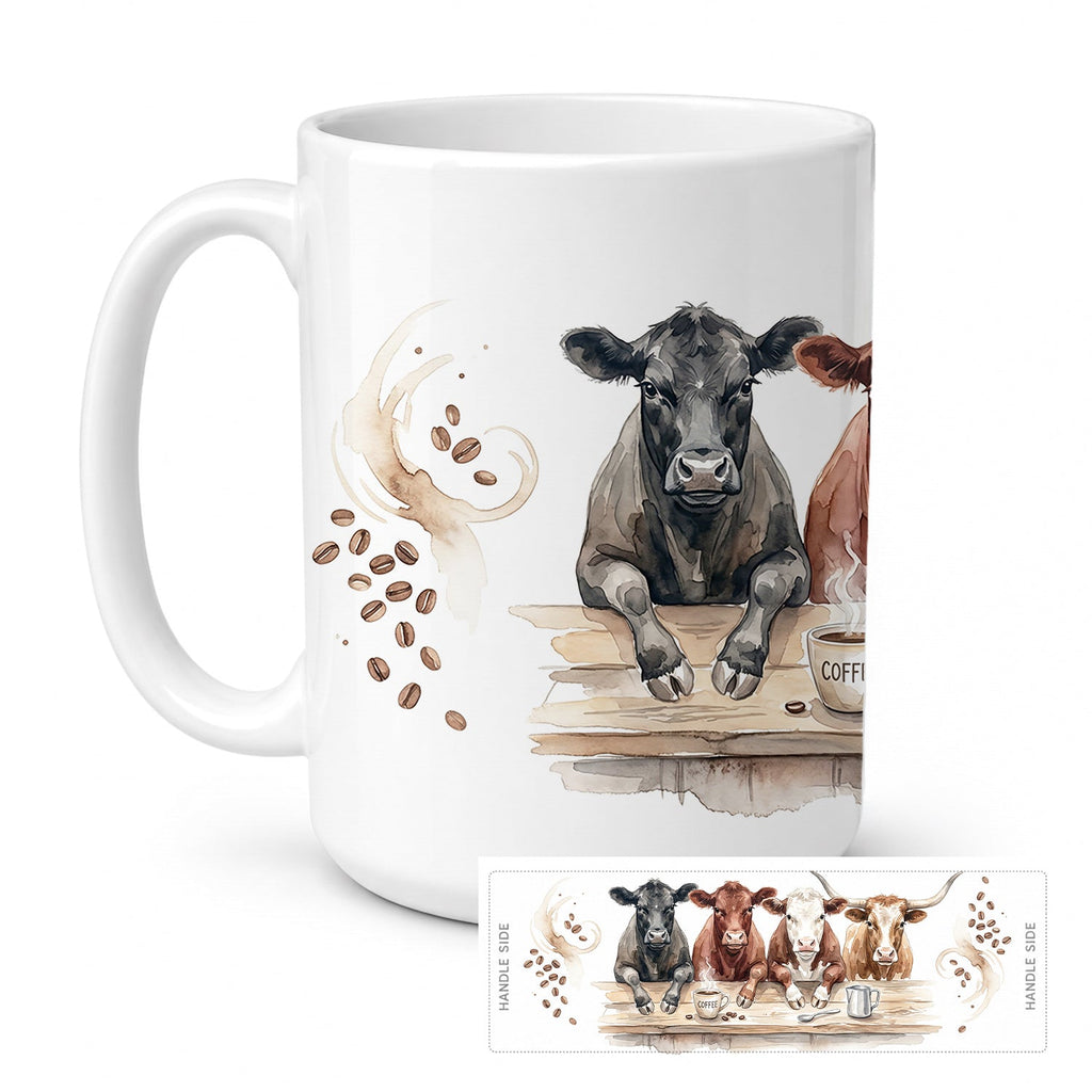 Beef Cattle Cow Coffee Ceramic Coffee Mug 15 oz Decorative Large C Handle Mug Cup for Tea, Cocoa Hot Chocolate