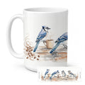 Blue Jays Morning Coffee Ceramic Coffee Mug 15 oz Decorative Large C Handle Mug Cup for Tea, Cocoa Hot Chocolate