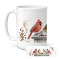 Cardinals Winter Morning Coffee Ceramic Coffee Mug 15 oz Decorative Large C Handle Mug Cup for Tea, Cocoa Hot Chocolate