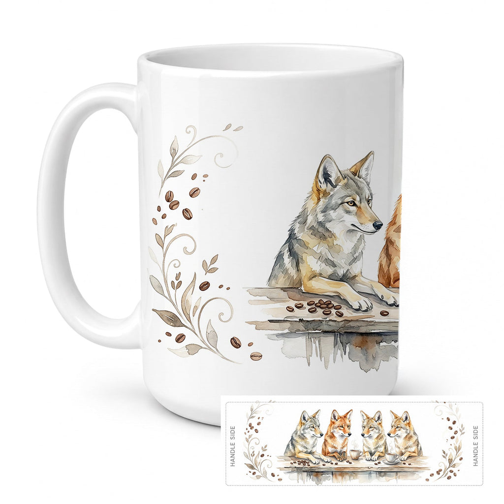 Coyotes Morning Coffee Ceramic Coffee Mug 15 oz Decorative Large C Handle Mug Cup for Tea, Cocoa Hot Chocolate